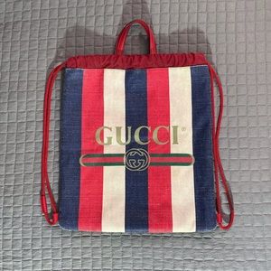 GUCCI Canvas Logo Sylvie Stripe Drawstring